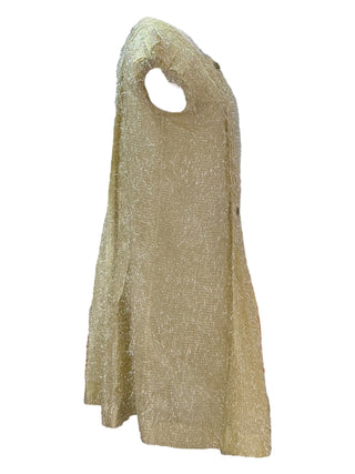Chanel Gold Metallic Crinkle Pleated Dress