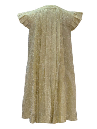 Chanel Gold Metallic Crinkle Pleated Dress