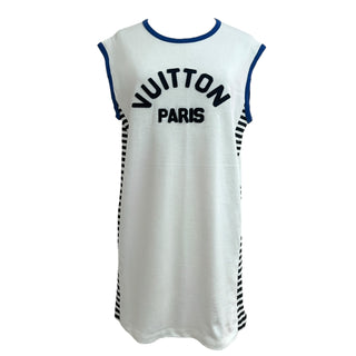 Louis Vuitton White Sleeveless Cotton Dress With “Vuitton Paris” Logo