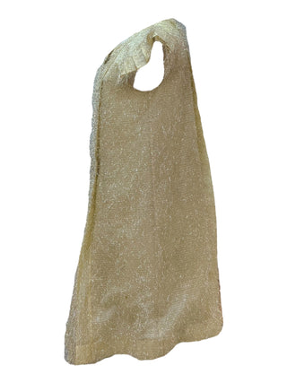 Chanel Gold Metallic Crinkle Pleated Dress