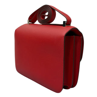 Hermès Constance 24 Rouge Casaque In Evercolor Leather With Palladium Hardware