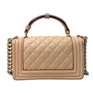 Chanel Beige Lambskin Mini Boy Bag With Gold Hardware