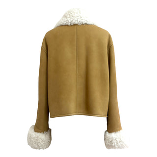 Loewe Tan Shearling Aviator Jacket with Shearling Collar and Cuffs