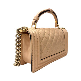 Chanel Beige Lambskin Mini Boy Bag With Gold Hardware