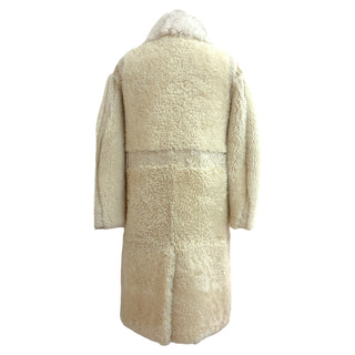 Burberry Ivory Shearling Coat with Curly Lamb Collar