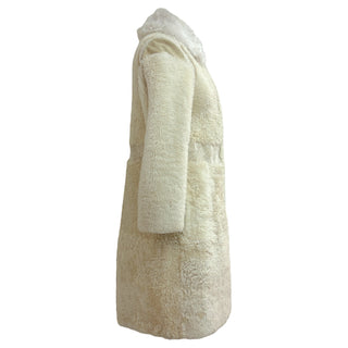 Burberry Ivory Shearling Coat with Curly Lamb Collar