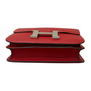 Hermès Constance 24 Rouge Casaque In Evercolor Leather With Palladium Hardware
