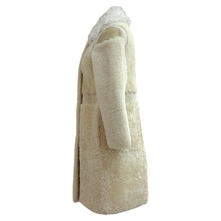Burberry Ivory Shearling Coat with Curly Lamb Collar