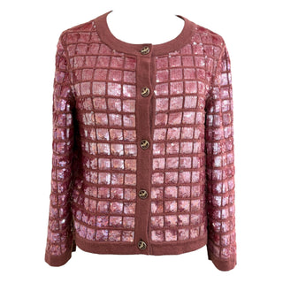 Chanel Rose Sequin Embellished Knit Cardigan