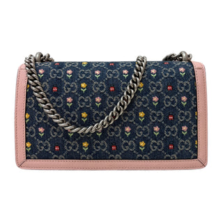 Gucci Pink Denim Floral Embroidered GG Monogram Dionysus Bag