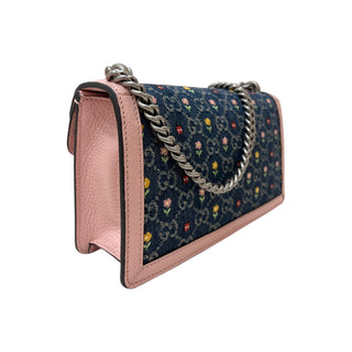 Gucci Pink Denim Floral Embroidered GG Monogram Dionysus Bag