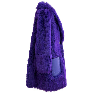 Fendi Purple Lamb Fur Coat with Leather Pockets