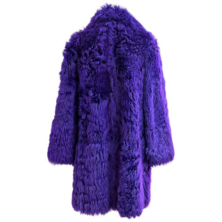 Fendi Purple Lamb Fur Coat with Leather Pockets