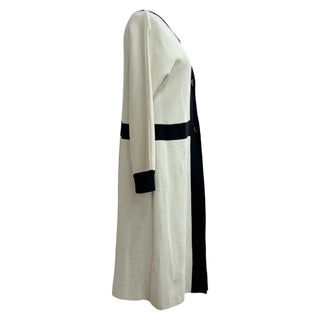 Max Mara Ivory With Black Panel Detailing Long Contrast-Trim Knit Cardigan