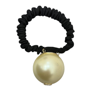 Chanel Faux Pearl Hair Tie With Black Elastic And CC Logo