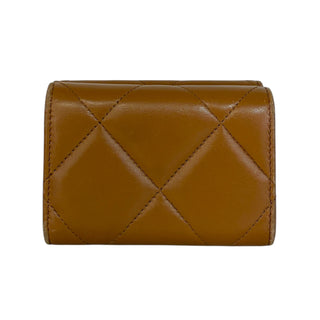 Chanel Caramel Quilted Lambskin Leather Compact Wallet With Gold CC Chain Logo