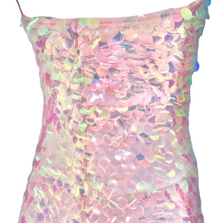 The New Arrivals Ilkyaz Ozel Iridescent Pink Sequin  Strap Midi Dress