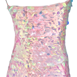 The New Arrivals Ilkyaz Ozel Iridescent Pink Sequin  Strap Midi Dress