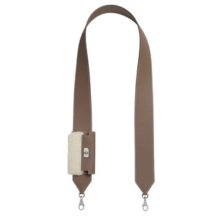 Hermès Kelly Pocket Plush Bag Strap In Etoupe & Ecru With Palladium Hardware