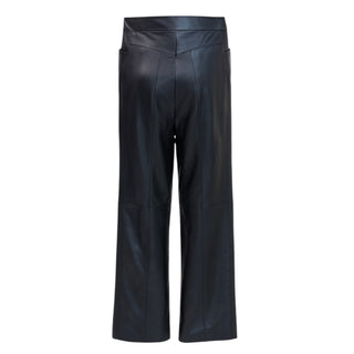 Chanel Black Lambskin Leather Pants with CC Chain Belt Detail