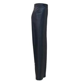 Chanel Black Lambskin Leather Pants with CC Chain Belt Detail