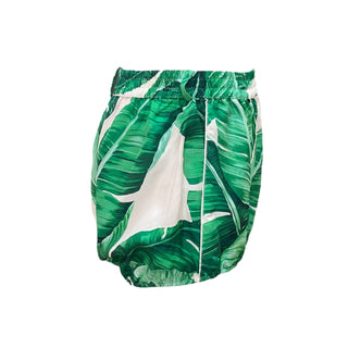 Dolce & Gabbana Banana Leaf Print Silk Belted Shirt and Shorts Set