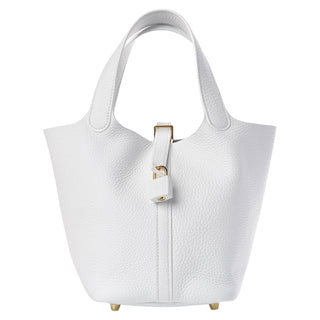 Hermes Picotin 18 New White In Clemence Leather With Gold Hardware
