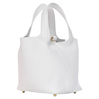 Hermes Picotin 18 New White In Clemence Leather With Gold Hardware