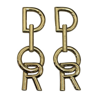 Christian Dior Gold-Tone Dangling Letter Logo Earrings