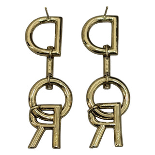 Christian Dior Gold-Tone Dangling Letter Logo Earrings