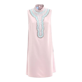 Prada Light Pink Sable Satin Jewel Mini Dress