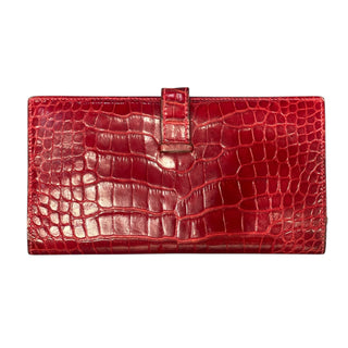 Hermès Red Bearn Soufflet Long Wallet