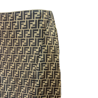 Fendi Brown Zucca Monogram Silk Maxi Skirt