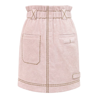 Fendi Pink Terrycloth Double-Breasted Shirt and Skirt Co-ord Set