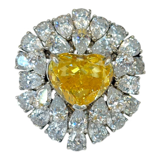 Yellow Heart Lab-Grown Sapphire & Diamond Halo Ring