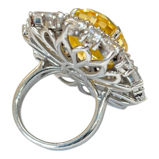 Yellow Heart Lab-Grown Sapphire & Diamond Halo Ring