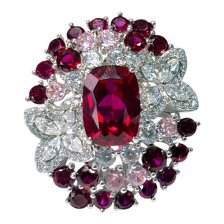 Lab-Grown Ruby & Diamond Cluster Statement Ring