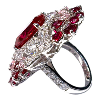 Lab-Grown Ruby & Diamond Cluster Statement Ring