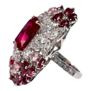 Lab-Grown Ruby & Diamond Cluster Statement Ring