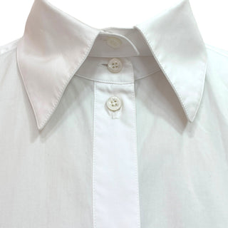 Valentino White Cotton Feather-Trim Oversized Shirt Dress