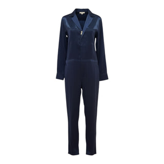 Ralph Lauren Purple Label Navy Silk Blend Tailored Jumpsuit