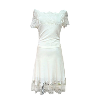 Christian Dior White Lace Panelled Midi Dress