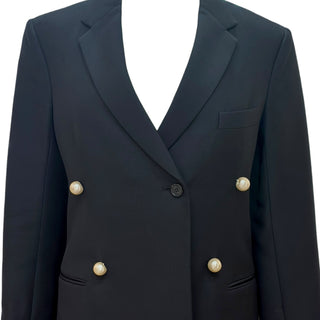 Celine by Phoebe Philo Pearl Button Double-Breasted Blazer Black