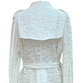 Givenchy White Lace Belted Trench Coat Dress