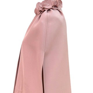 Valentino Rosette-Embellished Blush Wool-Silk Cape Top