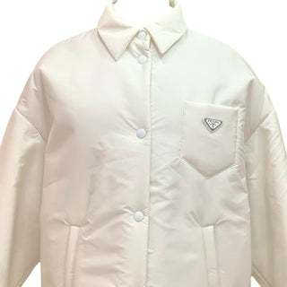 Prada Ivory Re-Nylon Padded Shirt Jacket with Triangle Logo