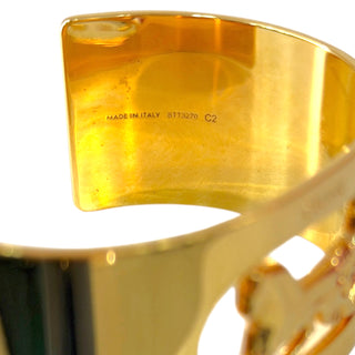 Celine Gold Tone Horse Carriage Cut-Out Cuff Bracelet