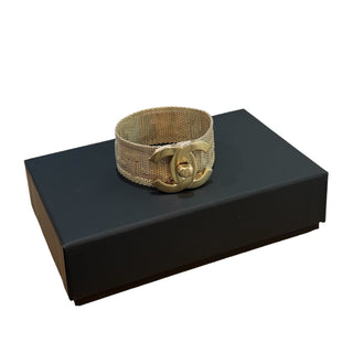 Chanel Gold Tone CC Mesh Cuff Bracelet