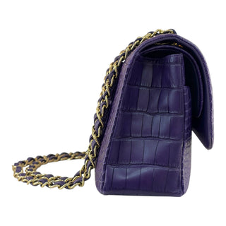Chanel Jumbo Classic Double Flap Alligator Leather Bag in Purple with Gold Hardware