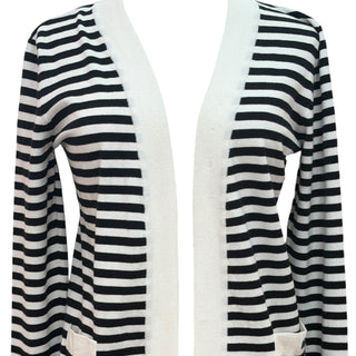Chanel Black & White Striped Knit Cardigan